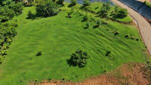 Lot 03 terraced building area from above, a 0.39-acre titled homesite near Dominical