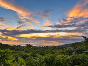 Evening sky and ocean horizon from Lot 04, a future luxury villa homesite, Costa Ballena