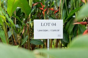 Lot 04 marker sign at Farmstead Collection, a 1,644 m2 ocean-view homesite