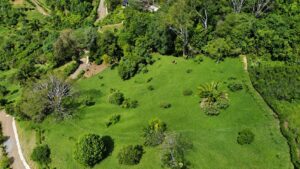 Aerial view of the Lot 05 estate parcel and its private approach road, Farmstead Collection