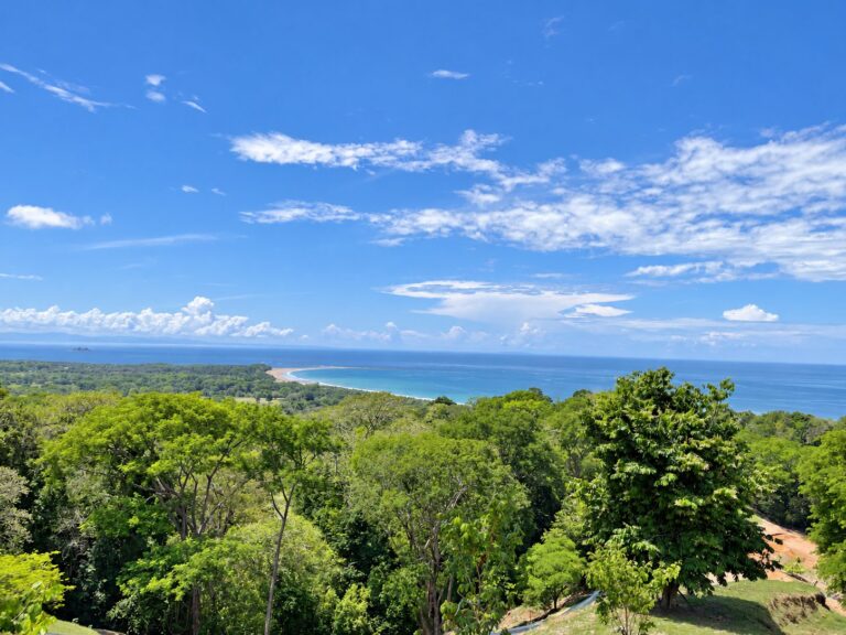 The Pacific Ocean and coastline seen from Lot 06 at Farmstead Collection, near Uvita, Costa Rica